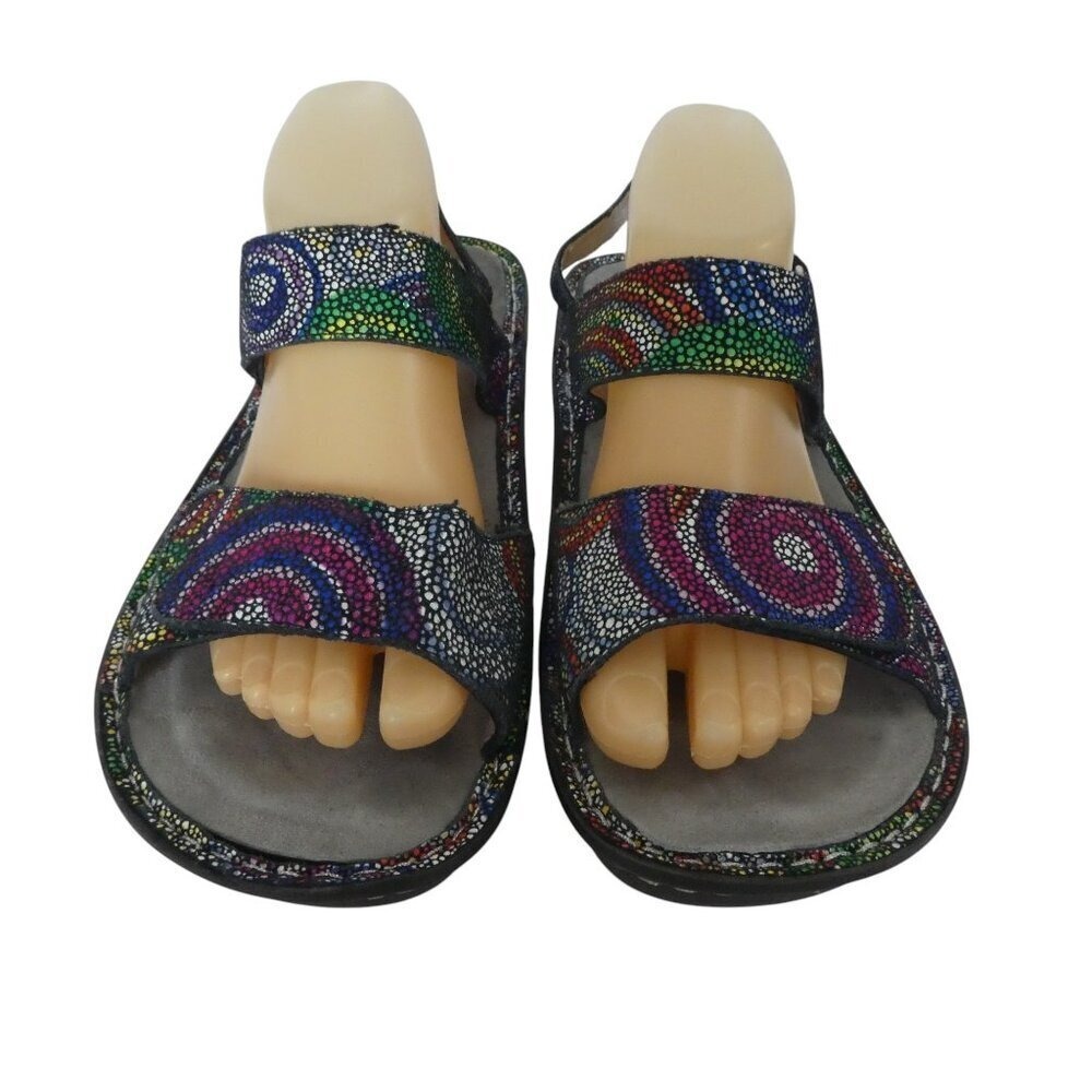 Alegria Verona Bullseye Sandals Women 41 Multi Color Leather Adjustable Comfort - Picture 6 of 14